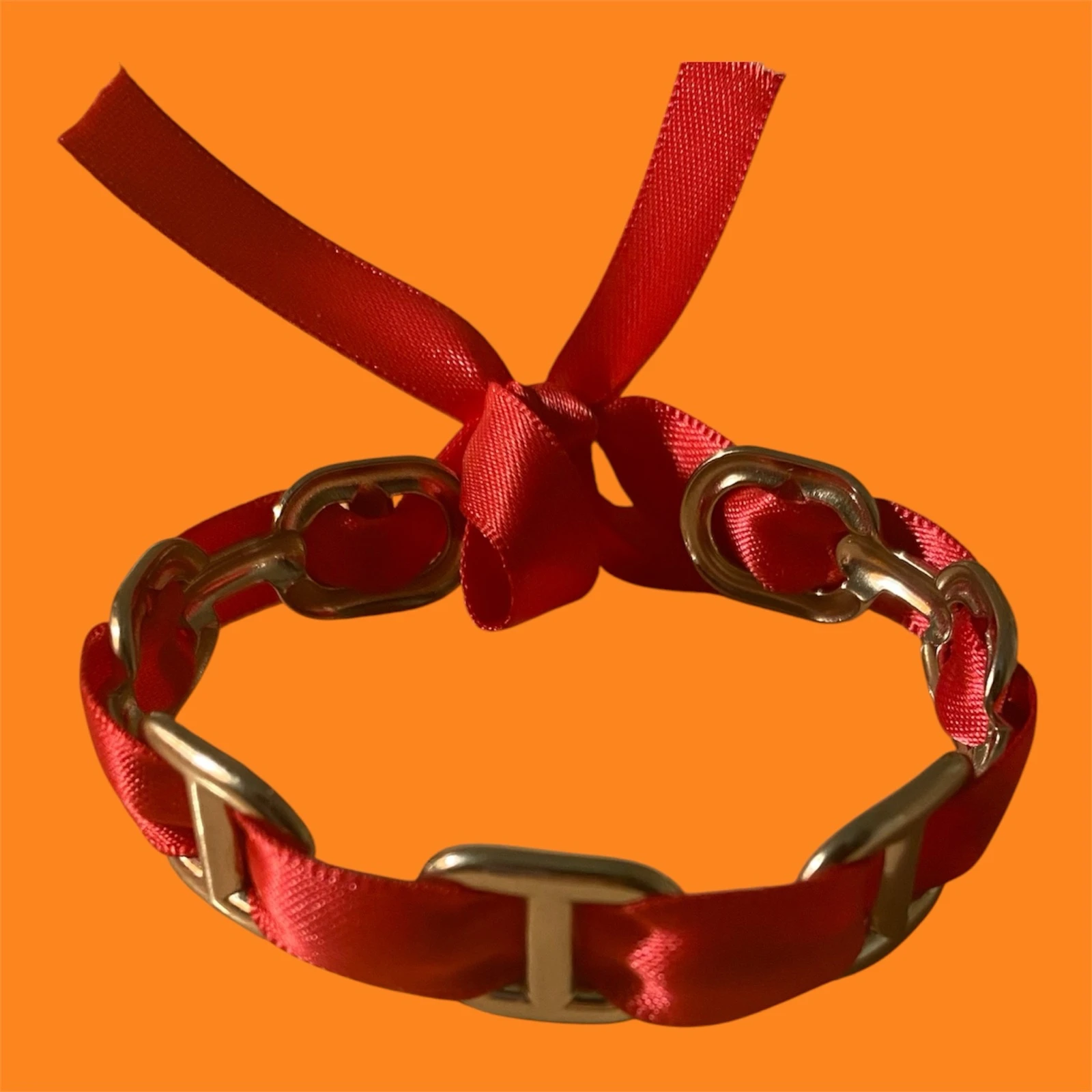 Jonc maille marine tissu rose fushia base argenté 